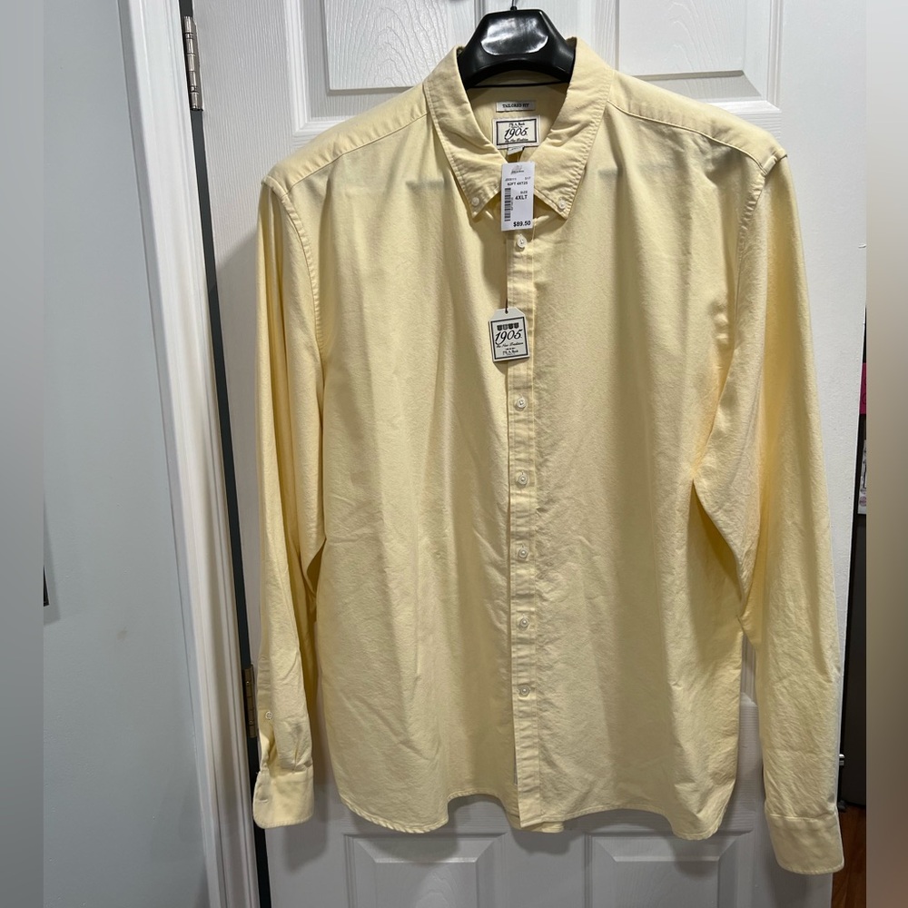 Jos. A. Bank Light Yellow Cotton Button Down Long Sleeve Shirt NWT 4XL Tall